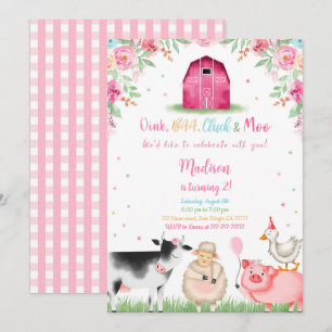 Girl Farm Birthday  Invitation