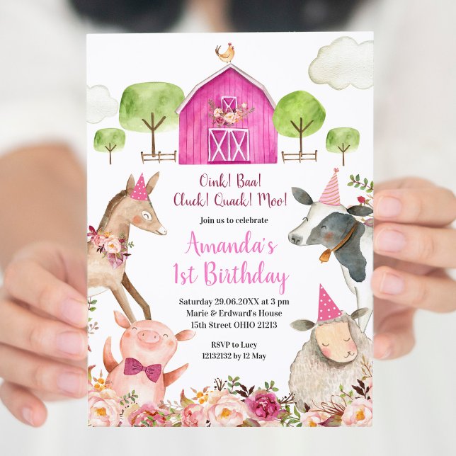 Girl Farm Birthday invitation (Creator Uploaded)