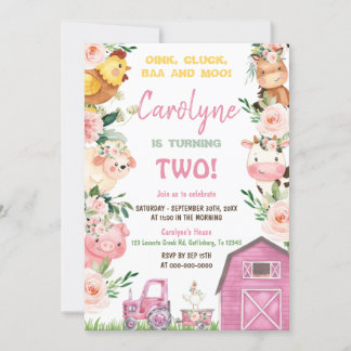 Girl Farm birthday invitation