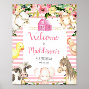 Girl Farm Birthday welcome sign