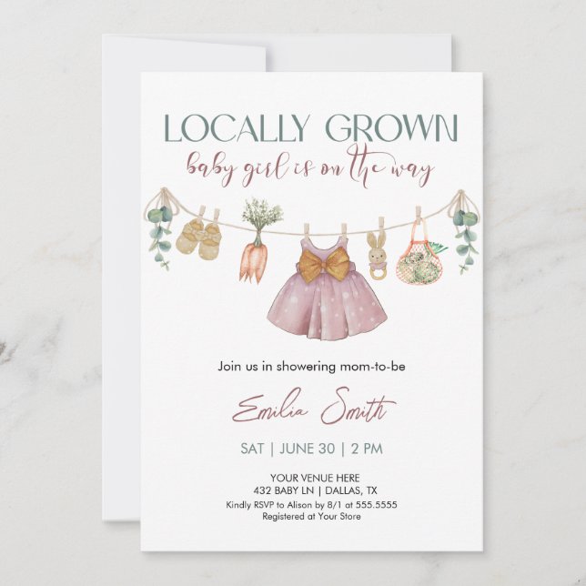  Girl Farmer's Market baby shower  Invitation (Front)