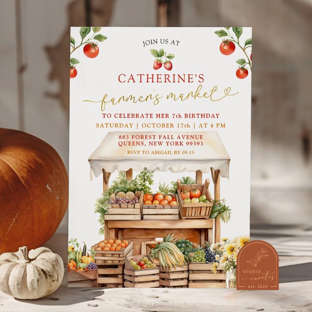 Girl Farmer's Market Fall Any Age Birthday  Invitation (Creator Uploaded)