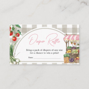 Girl Farmers Market Locally Grown Diaper Raffle Enclosure Card