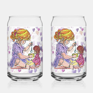 Girl Feeding Doll Soda Glass