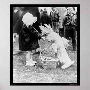 Girl Feeding the Easter Bunny 1929 Poster