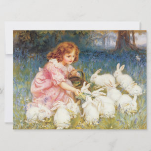 Girl Feeding the Rabbits (by Frederick Morgan) Card