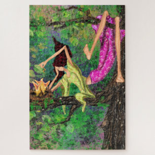 Girl Feeds Baby Birds Puzzle Painting - Fun