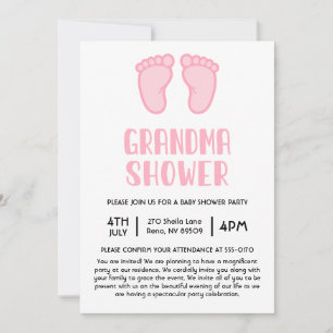 Girl Feet First Time Grandma Baby Shower Invitation