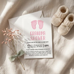 Girl Feet First Time Grandma Baby Shower Invitation