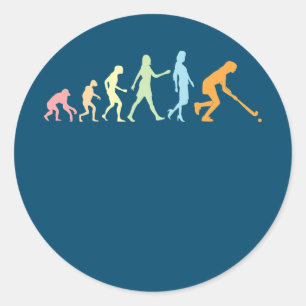 Girl Field Hockey Evolution Women Field Hockey Classic Round Sticker