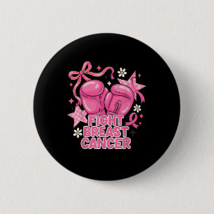Girl Fight Boxing Gloves Pink Ribbon Breast Cancer 6 Cm Round Badge