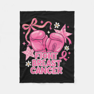 Girl Fight Boxing Gloves Pink Ribbon Breast Cancer Fleece Blanket