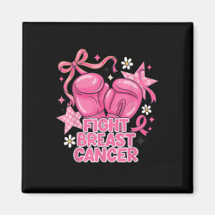 Girl Fight Boxing Gloves Pink Ribbon Breast Cancer Magnet