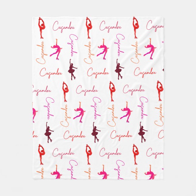 Girl Figure Skating Ice Skating Name All Over  Fleece Blanket (Front)