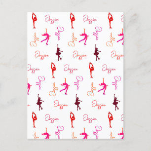 Girl Figure Skating Ice Skating Name All Over Postcard