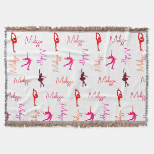 Girl Figure Skating Ice Skating Name All Over Throw Blanket