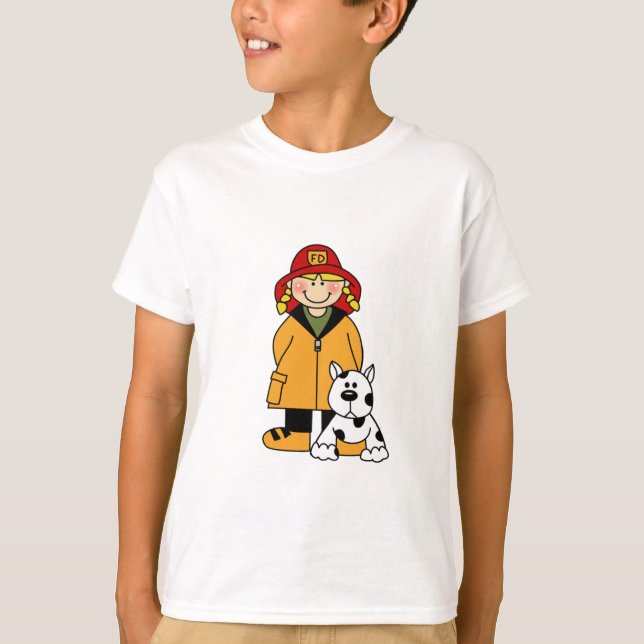 Girl Firefighter With Dalmation Tshirts and Gifts (Front)