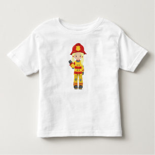 Girl Fireman, Female Firefighter, Blonde Hair Toddler T-Shirt