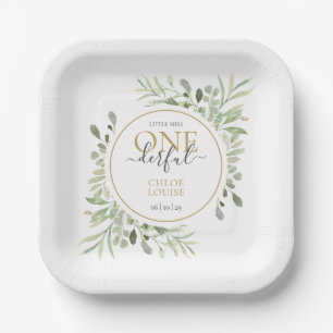 Girl First Birthday Little Miss ONEderful Cute Paper Plate