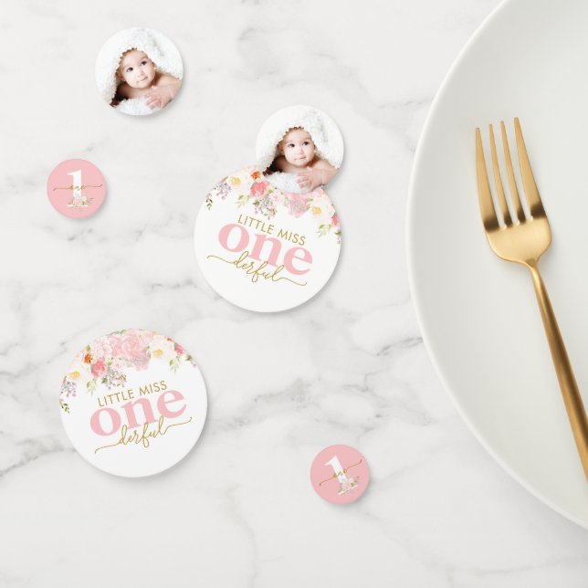 Girl First Birthday Little Miss ONEderful Photo Confetti (Group)