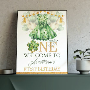 Girl First Birthday St Patrick's Day Personalised Poster