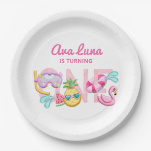 Girl First Birthday Summer Beach Party  Paper Plate