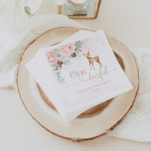 Girl first birthday winter One-deer-ful birthday Napkin