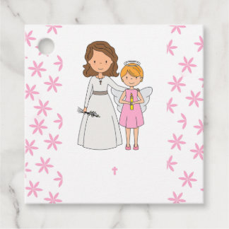 Girl First Communion Flores Favour Tags