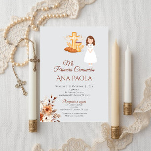 Girl First Communion Invitation in Spanish Boho