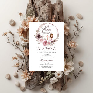 Girl First Communion Invitation in Spanish Boho