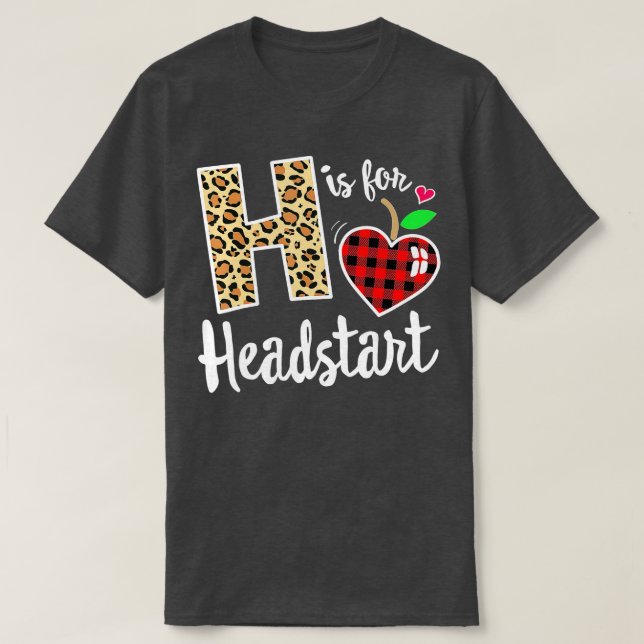Girl First Day Headstart Leopard Plaid Back School T-Shirt (Design Front)