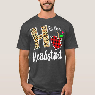 Girl First Day Headstart Leopard Plaid Back School T-Shirt