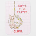 Girl First Easter Bunny on Flower Swing