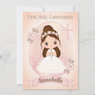 Girl First Holy Communion Invitation Card
