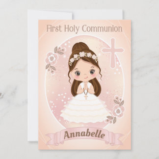 Girl First Holy Communion Invitation Card