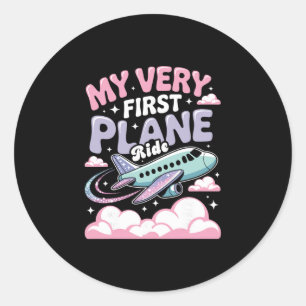 Girl First Plane Ride Children First Time Flyer Classic Round Sticker