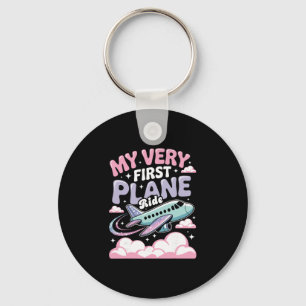 Girl First Plane Ride Children First Time Flyer Key Ring