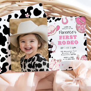 Girl First Rodeo 1st birthday party photo Invitation