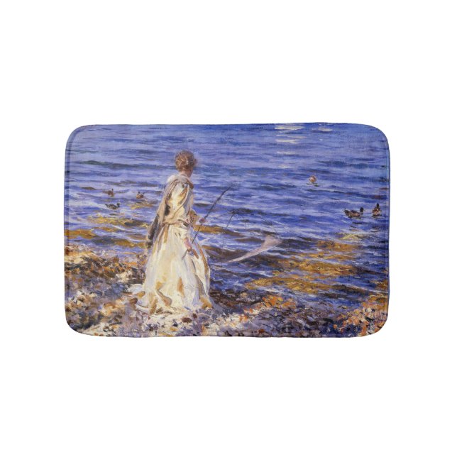 Girl Fishing (by John Singer Sargent) Bath Mat (Front)