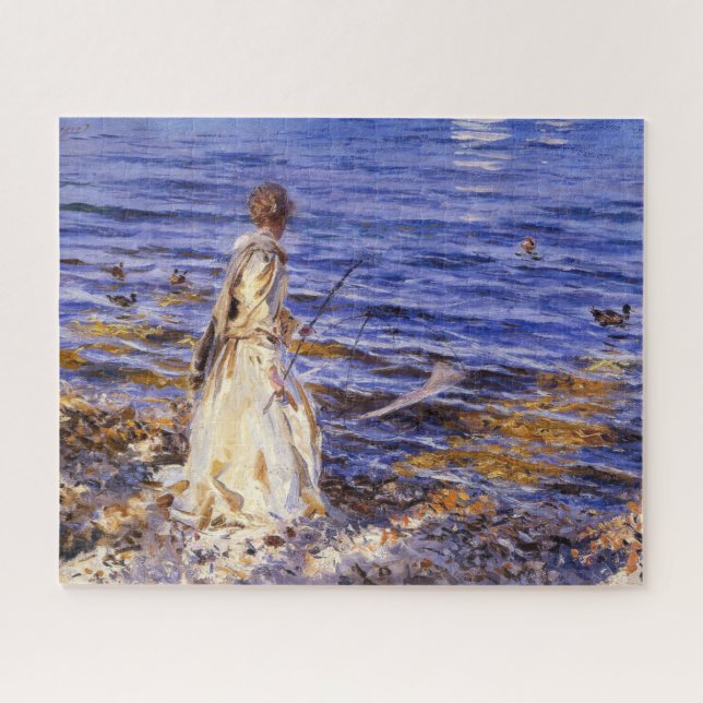 Girl Fishing (by John Singer Sargent) Jigsaw Puzzle (Horizontal)
