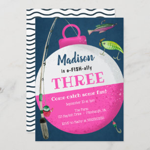 Girl Fishing O-FISH-ally Birthday Invitation