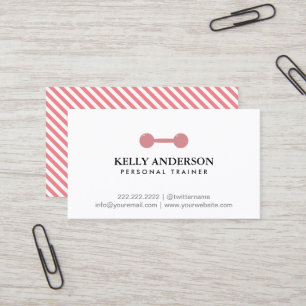 Girl Fitness Personal Trainer Simple Plain Pink Business Card