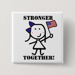 Girl & Flag - Stronger Together! 15 Cm Square Badge