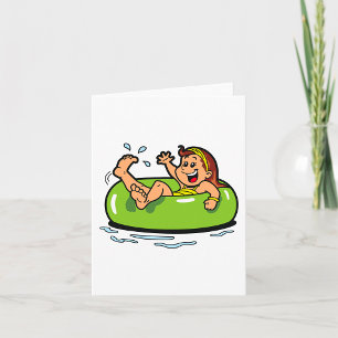 Girl Floating In An Inner Tube Card