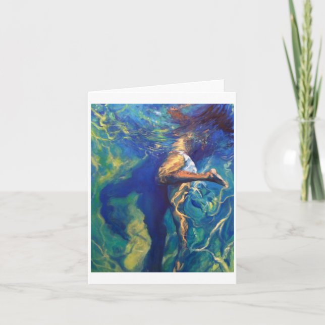 Girl Floating to Top of the Pool Card (Front)