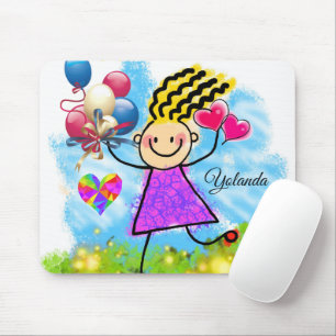 Girl Floral Mouse Pad Balloons! Mouse Pad