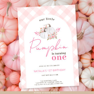 Girl Floral Our Little Pumpkin 1st Birthday Party Invitation