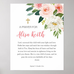 Girl Floral Printable Baptism Gift Poster