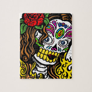 Girl Flower Sugar Skull Jigsaw Puzzle