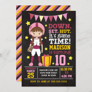Girl Football Birthday Invitation